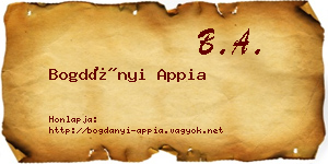 Bogdányi Appia névjegykártya